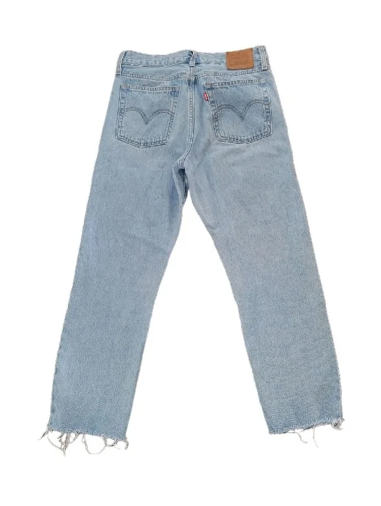 LEVI'S Wedgie Straight Leg Light Blue Jeans with Frayed Hem - Size  W28 L26 - Picture 2 of 10